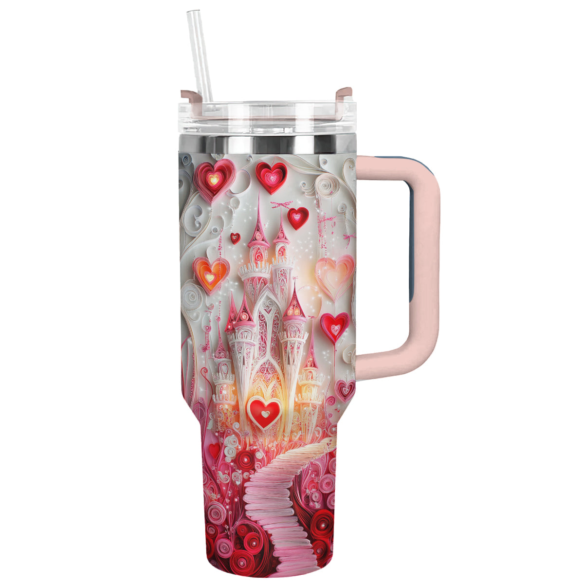 Fairytale Castle Custom Stanley Quencher 40oz Stainless Steel Tumbler With Handle