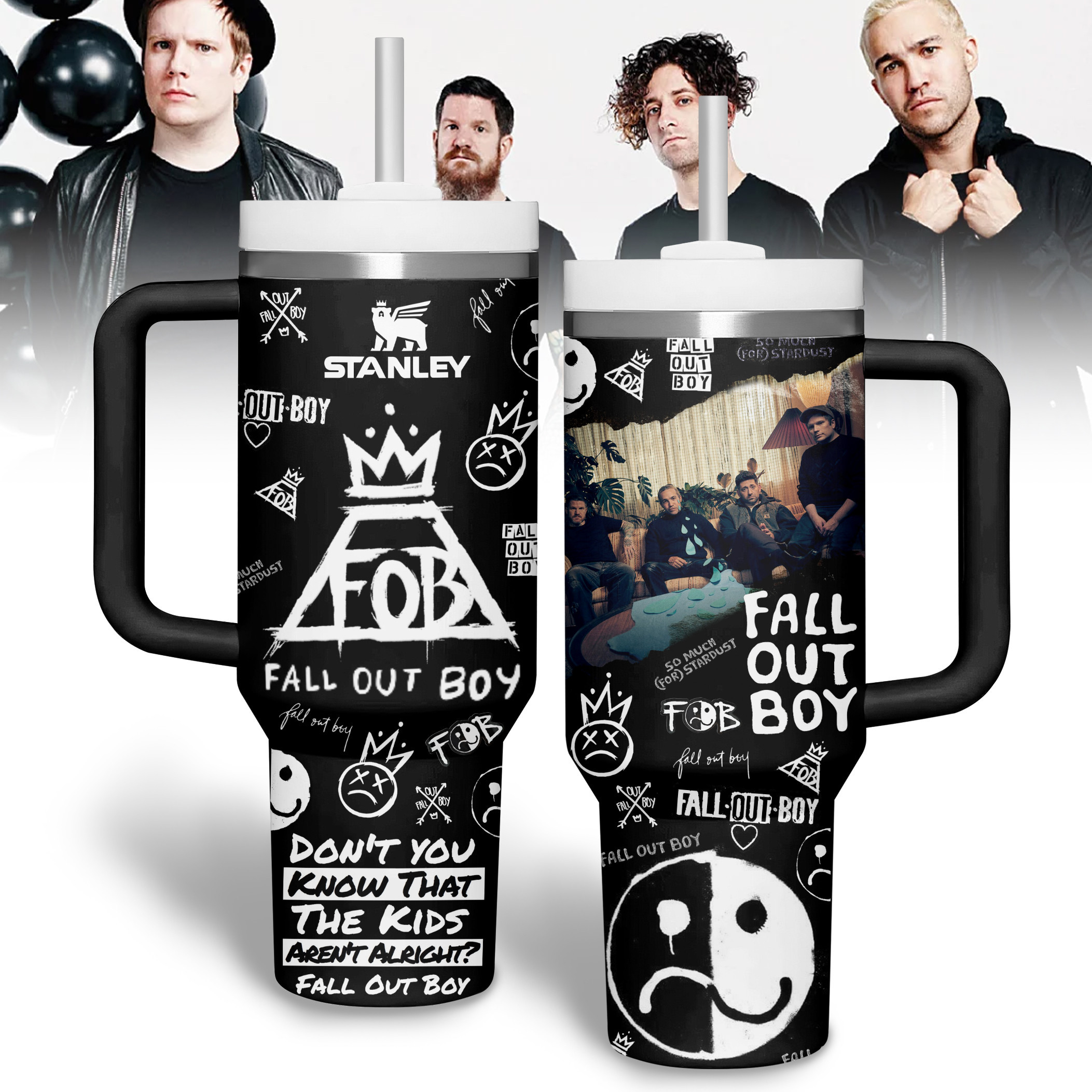 Fall Out Boy Music Custom Stanley Quencher 40oz Stainless Steel Tumbler With Handle