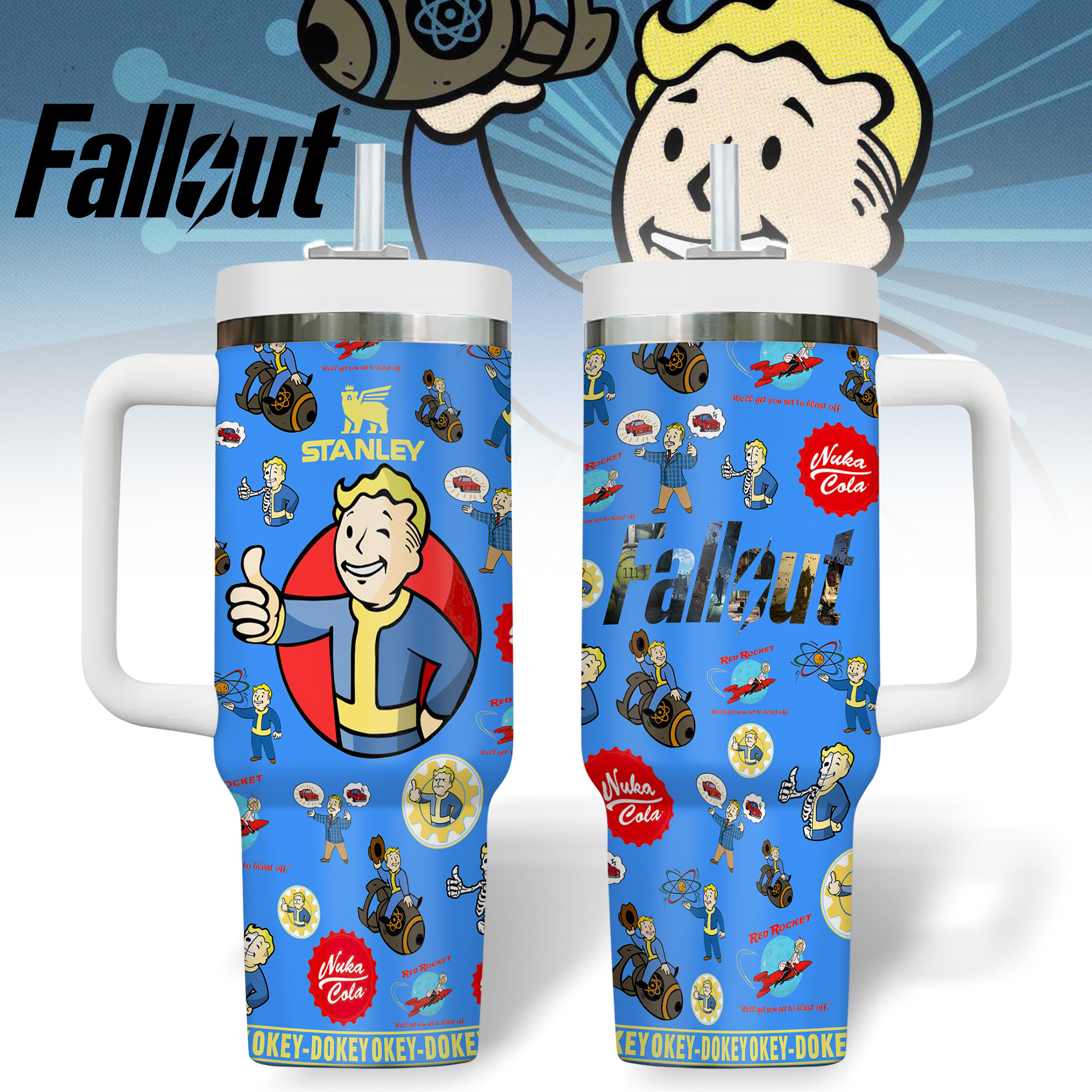 Fallout Games Custom Stanley Quencher 40oz Stainless Steel Tumbler With Handle