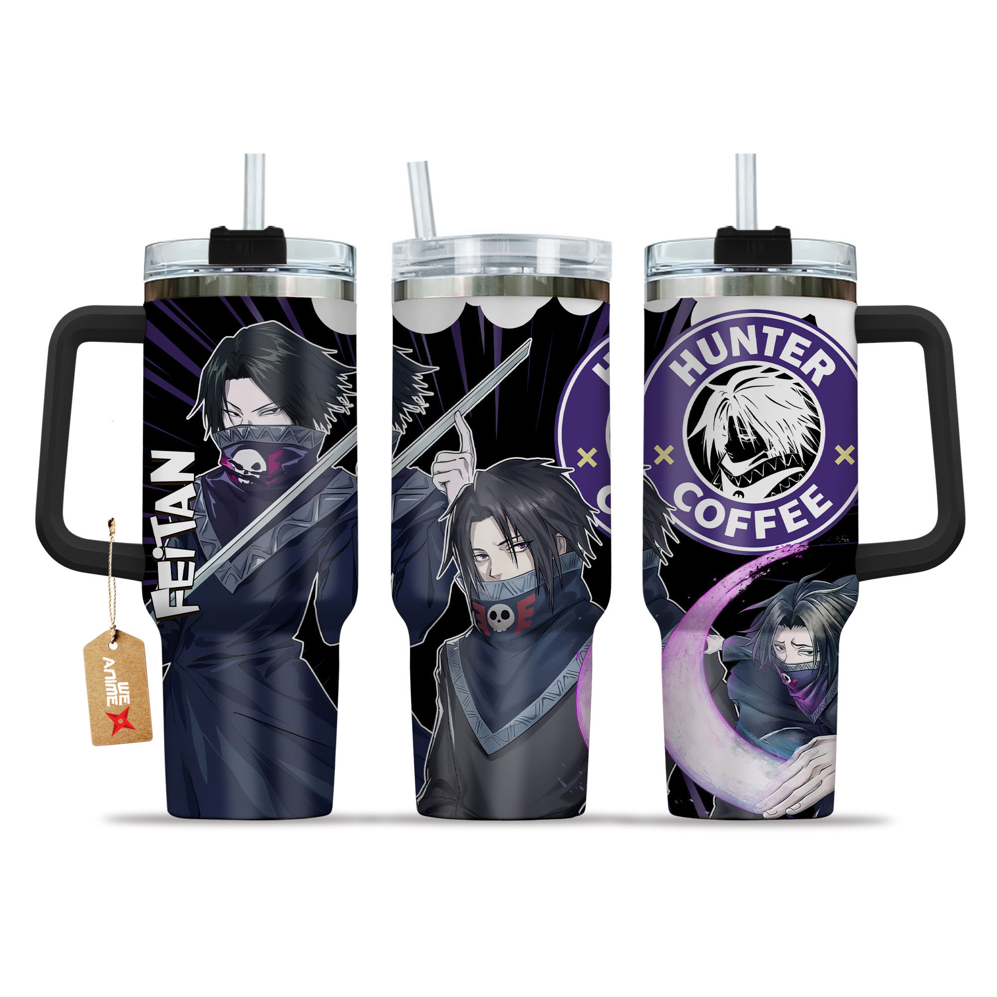 Feitan Portor Hunter x Hunter Anime Custom Stanley Quencher 40oz Stainless Steel Tumbler With Handle