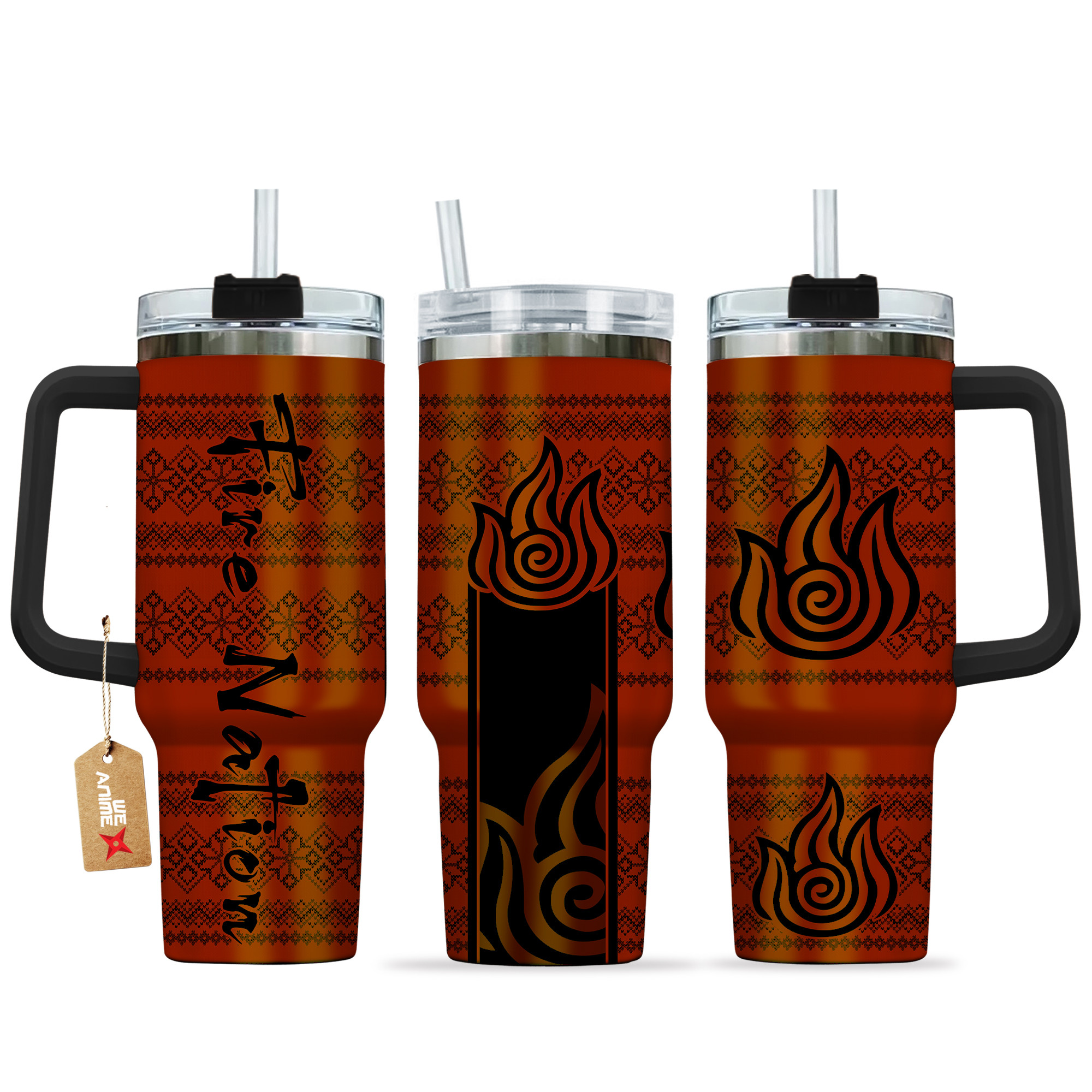 Fire Nation Avatar Anime Custom Stanley Quencher 40oz Stainless Steel Tumbler With Handle