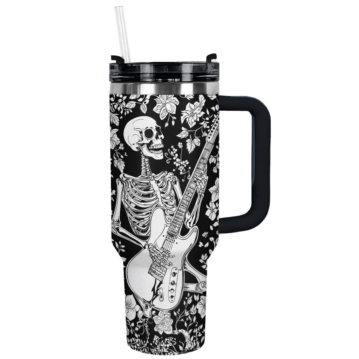 Funny Skeleton Custom Stanley Quencher 40oz Stainless Steel Tumbler With Handle