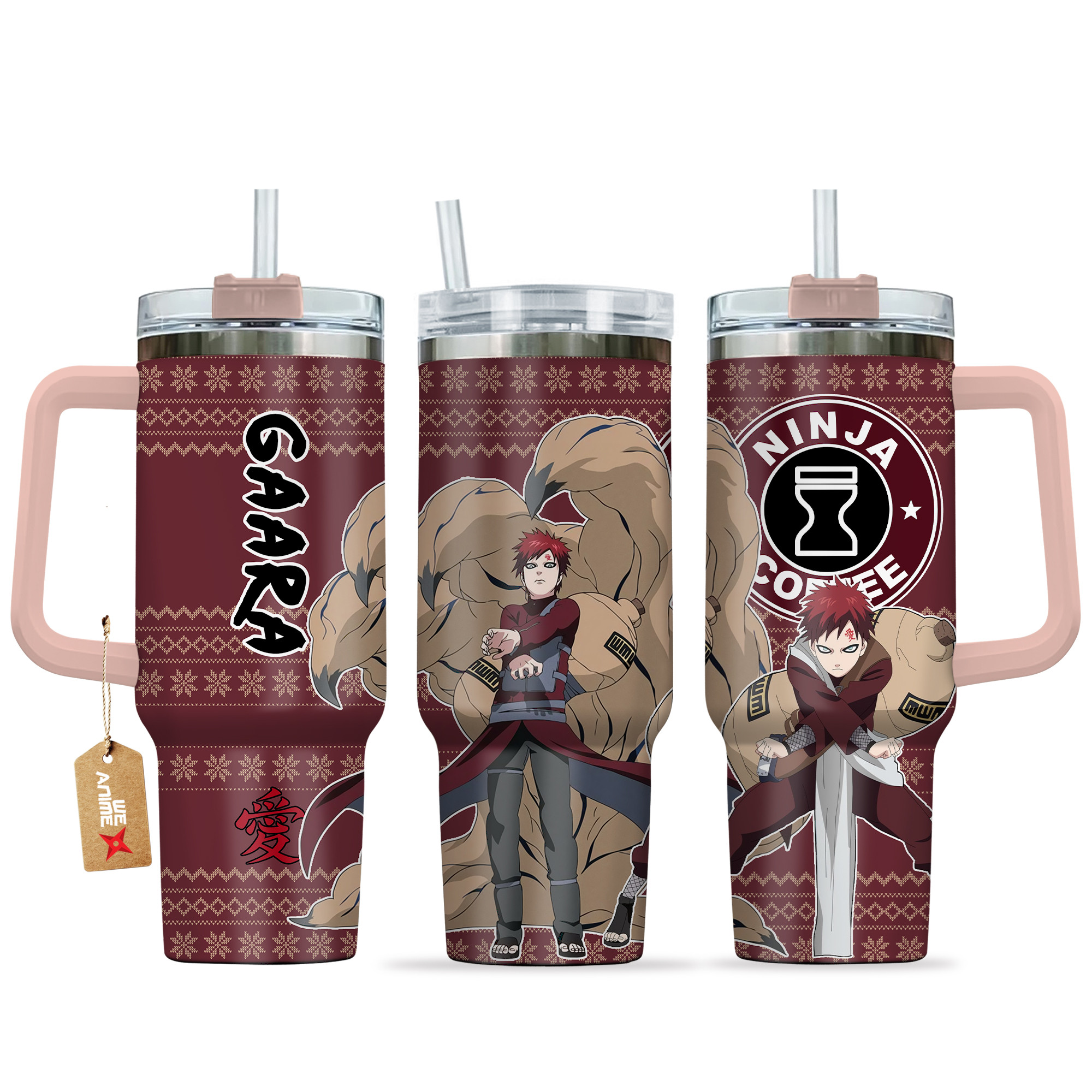 Gaara Naruto Anime Custom Stanley Quencher 40oz Stainless Steel Tumbler With Handle