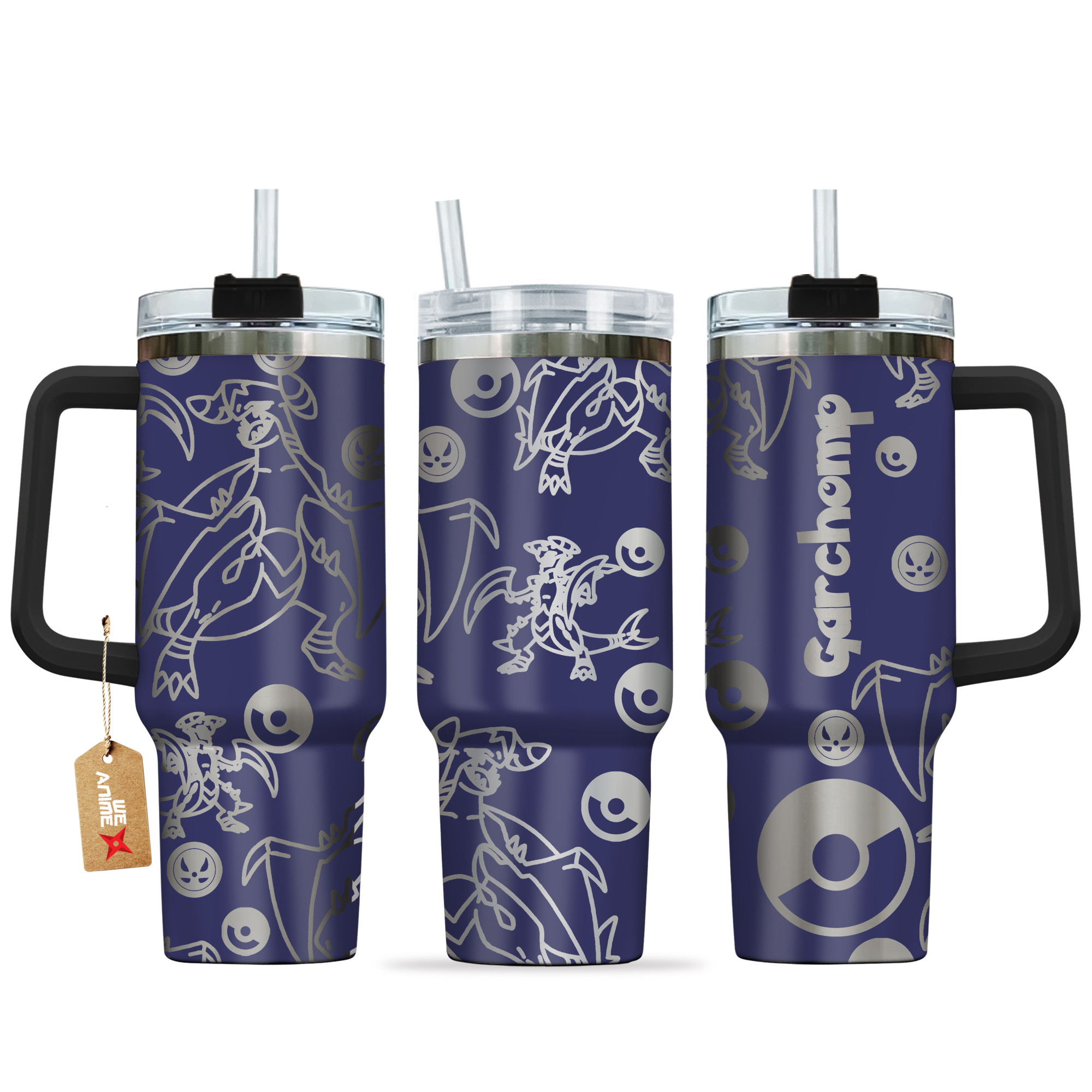Garchomp Pokemon Anime Custom Stanley Quencher 40oz Stainless Steel Tumbler With Handle