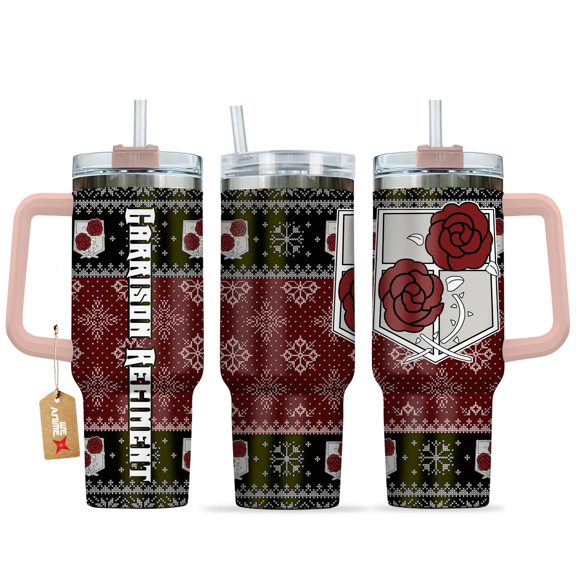 Garrison Regiment Attack on Titan Anime Custom Stanley Quencher 40oz Stainless Steel Tumbler With Handle