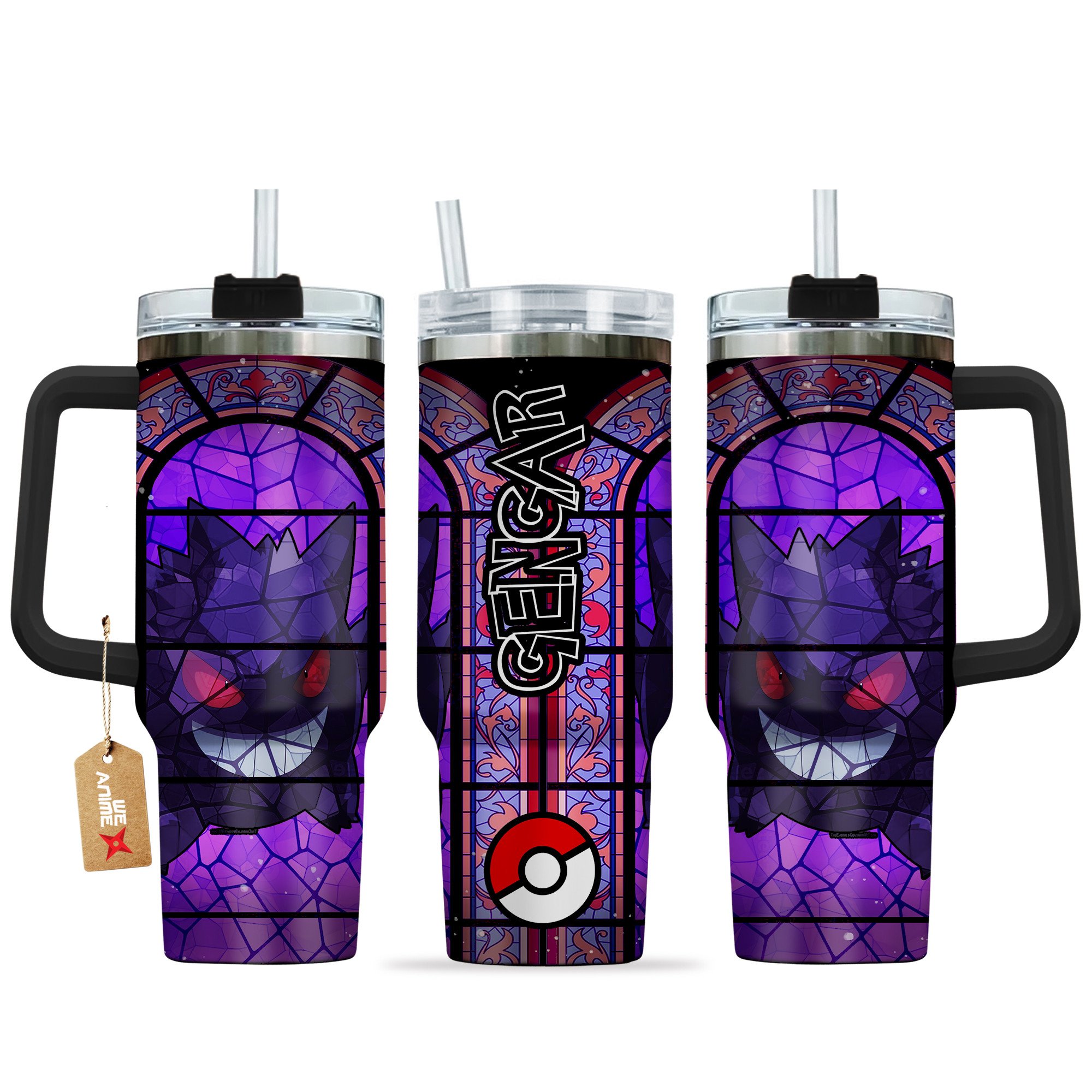 Gengar Pokemon Anime Custom Stanley Quencher 40oz Stainless Steel Tumbler With Handle