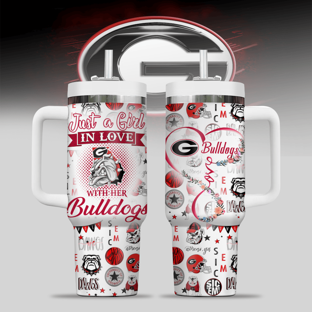 Georgia Bulldogs NCAA Custom Stanley Quencher 40oz Stainless Steel Tumbler With Handle