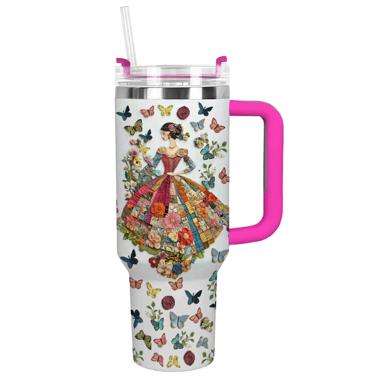 Girl And Secret Garden Custom Stanley Quencher 40oz Stainless Steel Tumbler With Handle