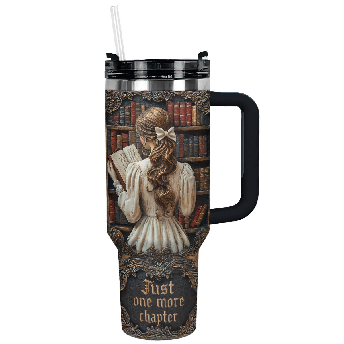 Girl Book Lovers Retreat Custom Stanley Quencher 40oz Stainless Steel Tumbler With Handle