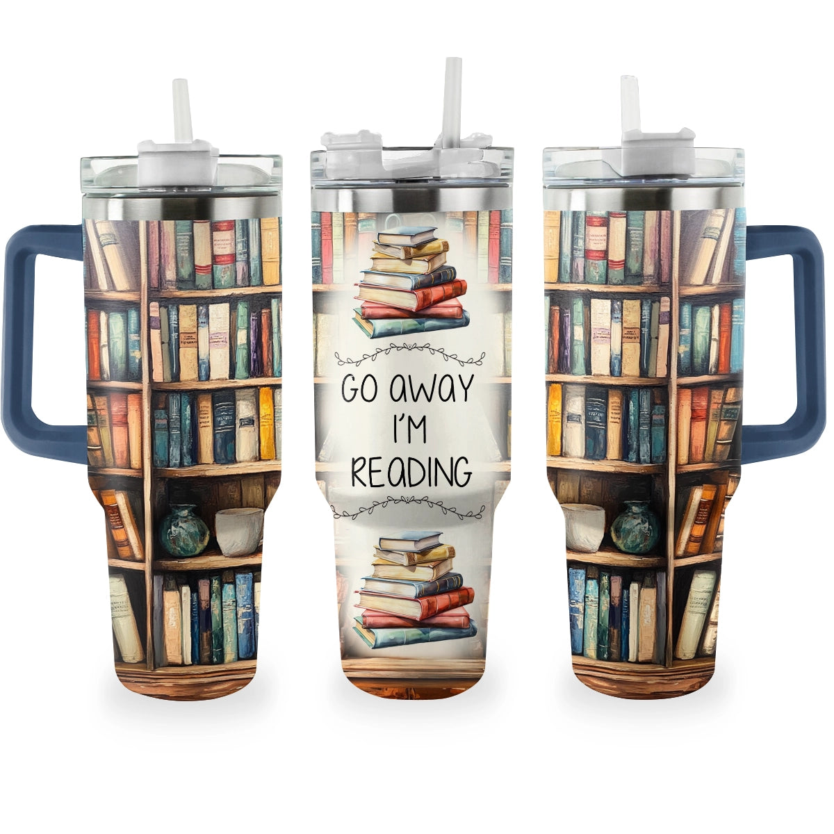 Go Away I'm Reading Custom Stanley Quencher 40oz Stainless Steel Tumbler With Handle
