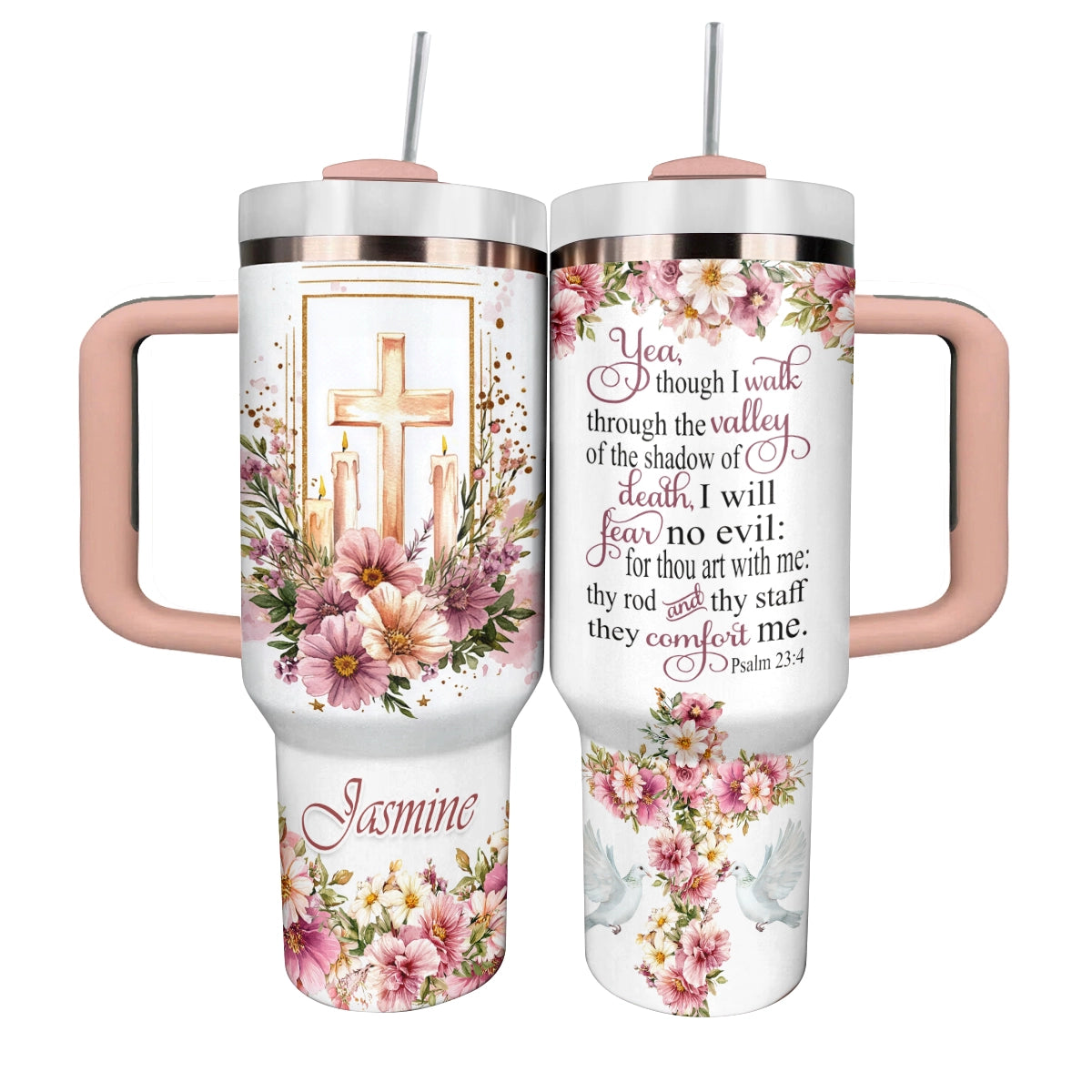 GobletEmbrace God and Bible Verse Custom Stanley Quencher 40oz Stainless Steel Tumbler With Handle