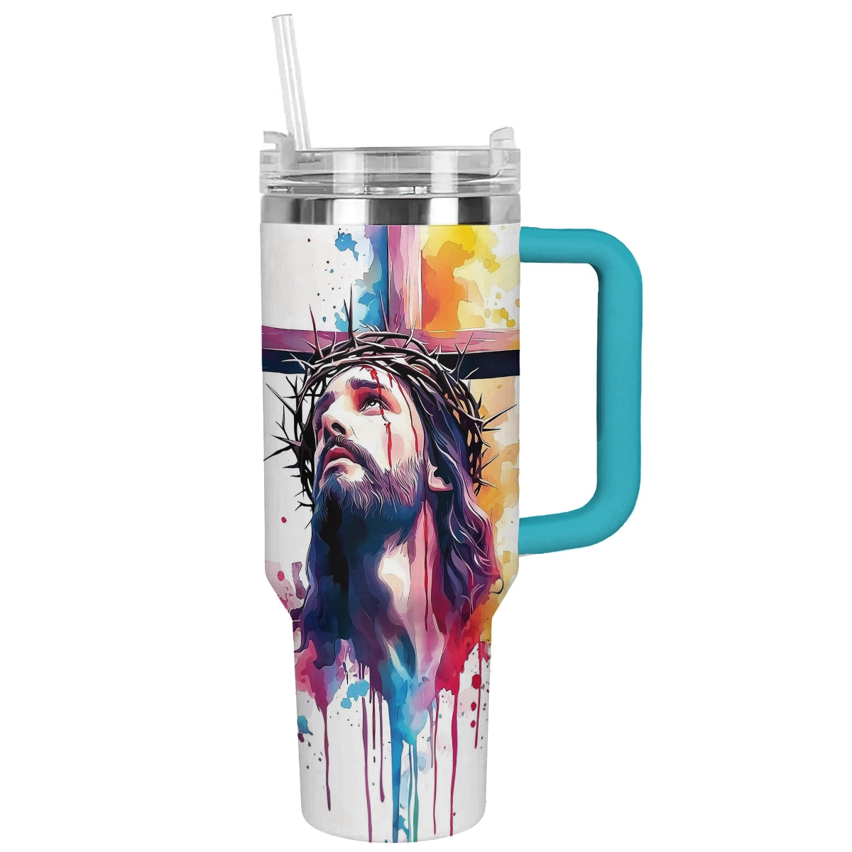 God Faithful Savior Custom Stanley Quencher 40oz Stainless Steel Tumbler With Handle