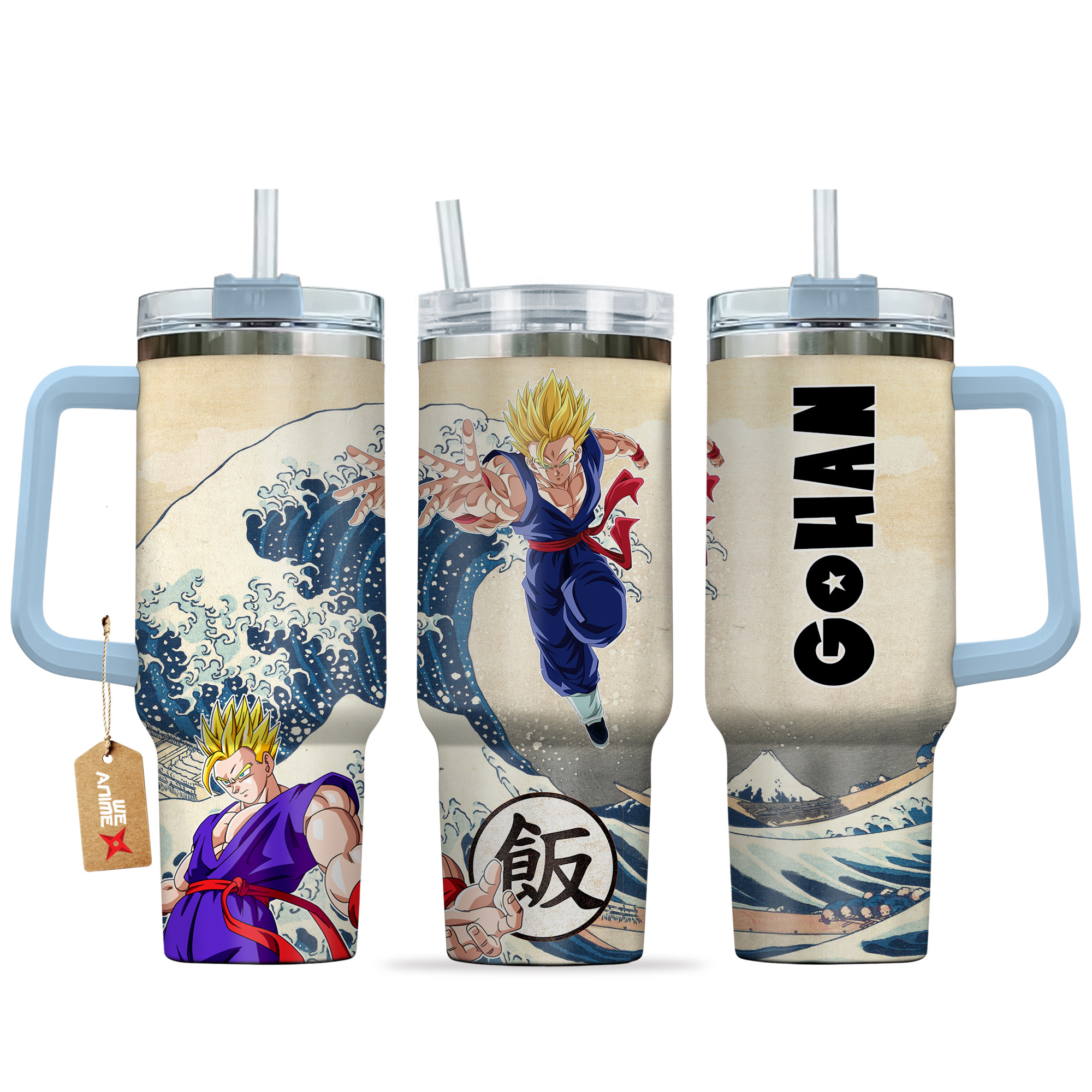 Gohan Super Saiyan Dragon Ball Anime Custom Stanley Quencher 40oz Stainless Steel Tumbler With Handle