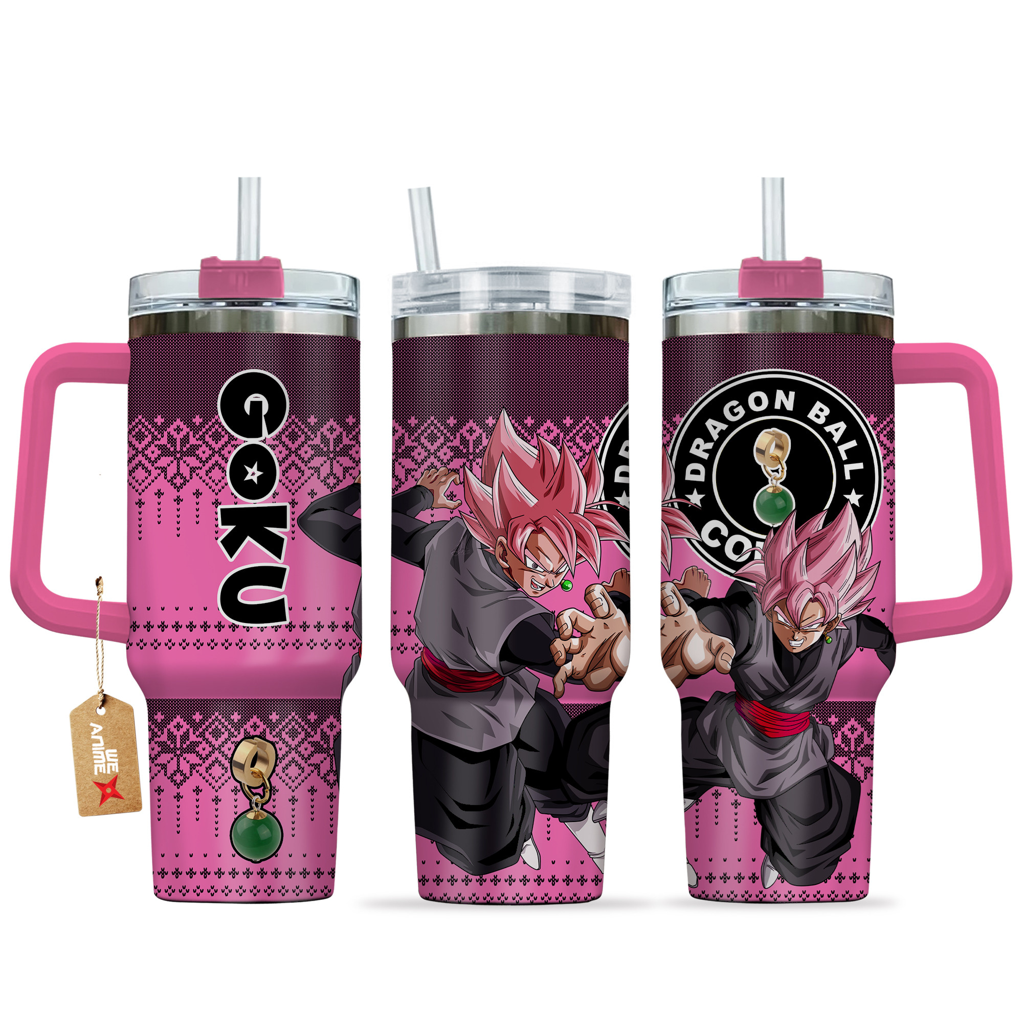 Goku Black Rose Dragon Ball Z Anime Custom Stanley Quencher 40oz Stainless Steel Tumbler With Handle