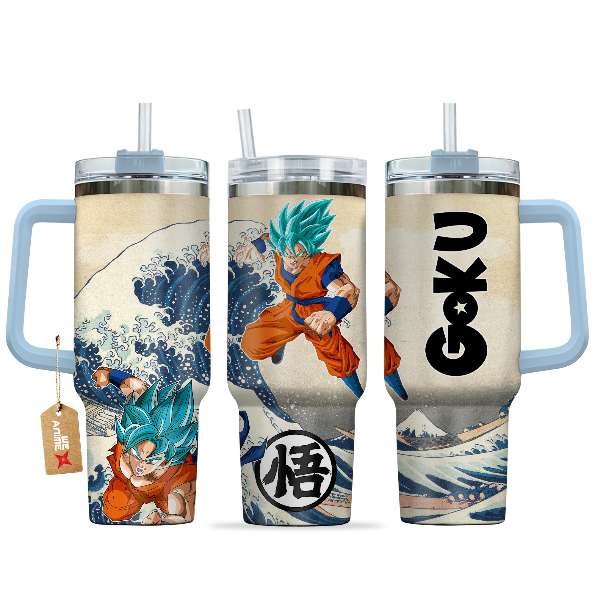 Goku Blue Dragon Ball Anime Custom Stanley Quencher 40oz Stainless Steel Tumbler With Handle