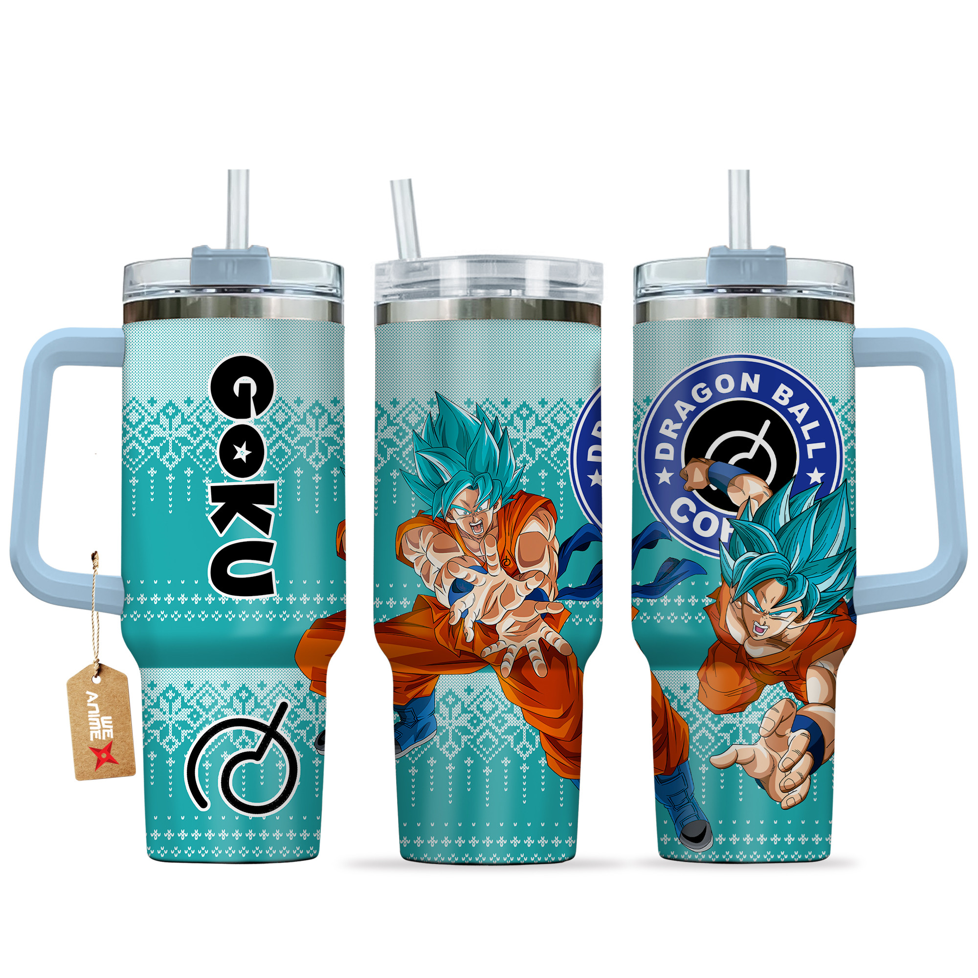 Goku Blue Dragon Ball Anime Custom Stanley Quencher 40oz Stainless Steel Tumbler With Handle