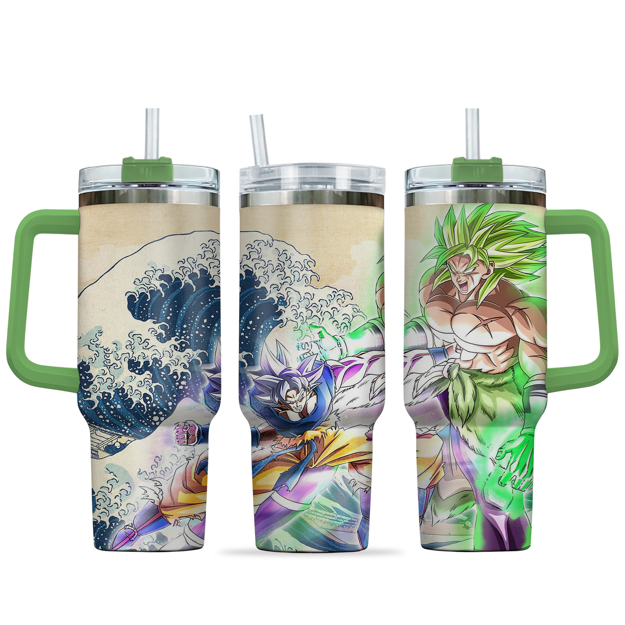 Goku x Broly Dragon Ball Anime Custom Stanley Quencher 40oz Stainless Steel Tumbler With Handle