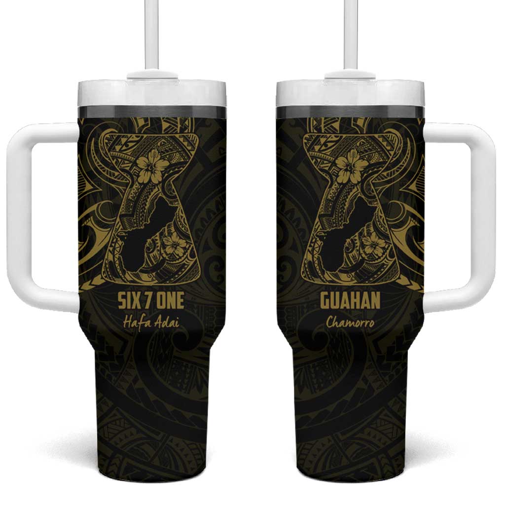 Guam Latte Stone Tribal Tattoo Custom Stanley Quencher 40oz Stainless Steel Tumbler With Handle