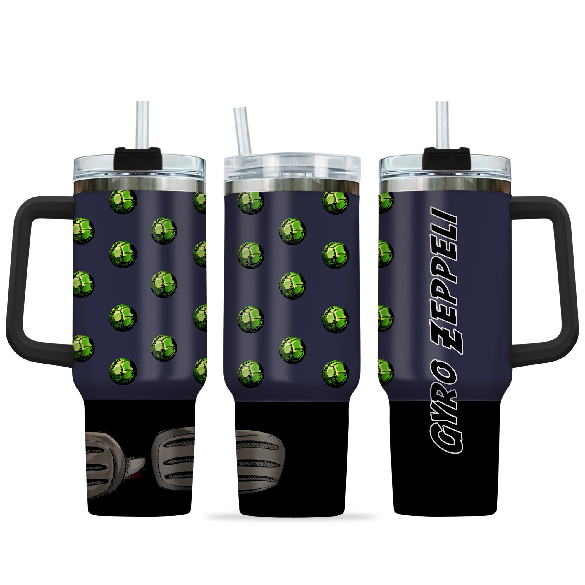Gyro Zeppeli JoJo's Bizarre Anime Custom Stanley Quencher 40oz Stainless Steel Tumbler With Handle