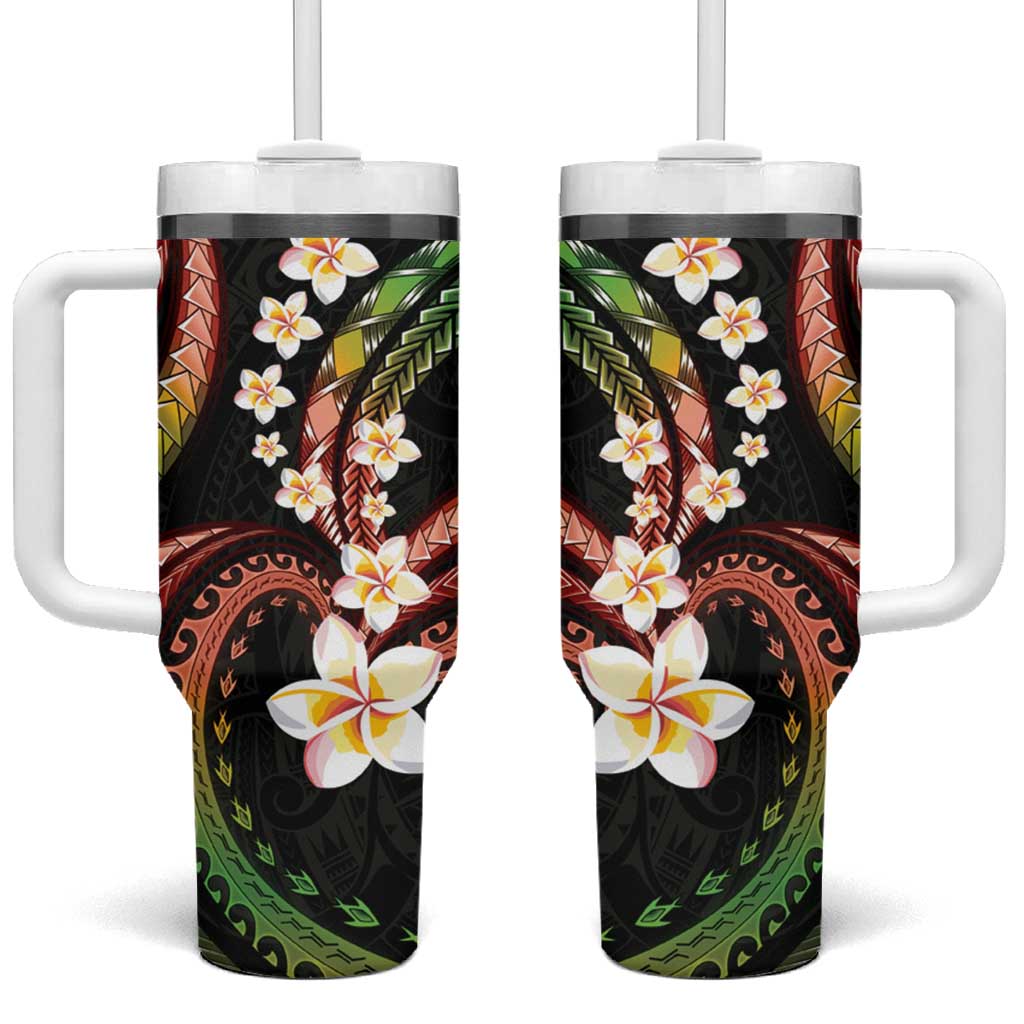 Hawaii Plumeria Reggae Custom Stanley Quencher 40oz Stainless Steel Tumbler With Handle