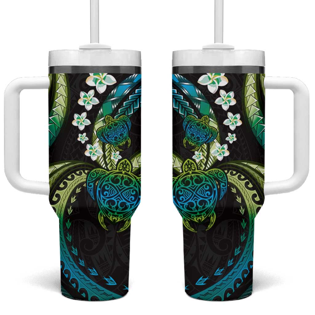 Hawaii Turtles Plumeria Custom Stanley Quencher 40oz Stainless Steel Tumbler With Handle
