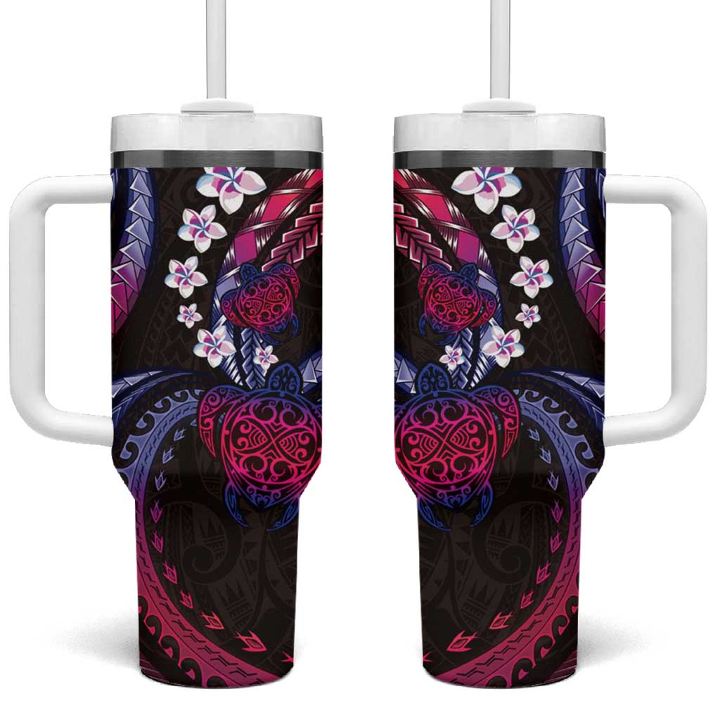 Hawaii Turtles Plumeria Custom Stanley Quencher 40oz Stainless Steel Tumbler With Handle
