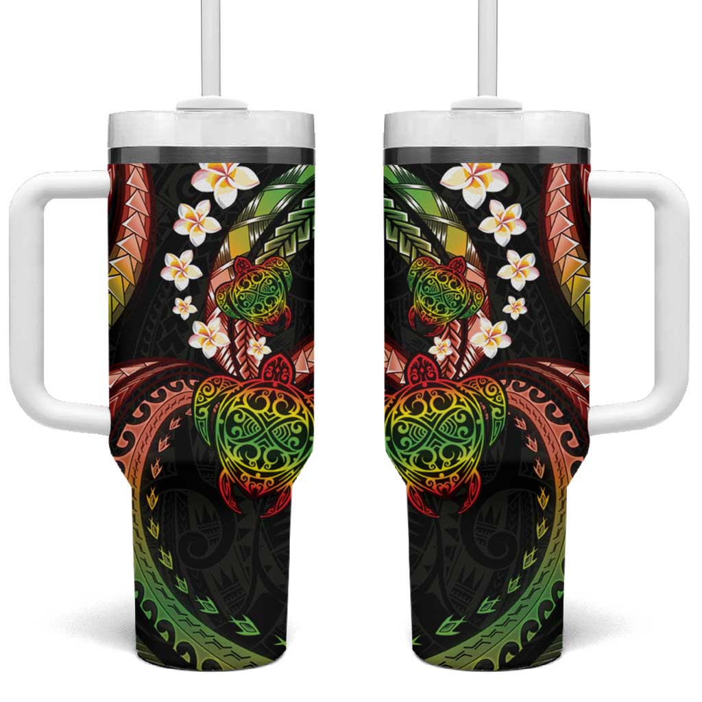 Hawaii Turtles Plumeria Custom Stanley Quencher 40oz Stainless Steel Tumbler With Handle