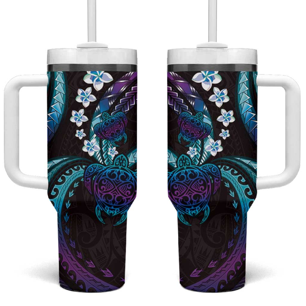 Hawaii Turtles Plumeria Custom Stanley Quencher 40oz Stainless Steel Tumbler With Handle