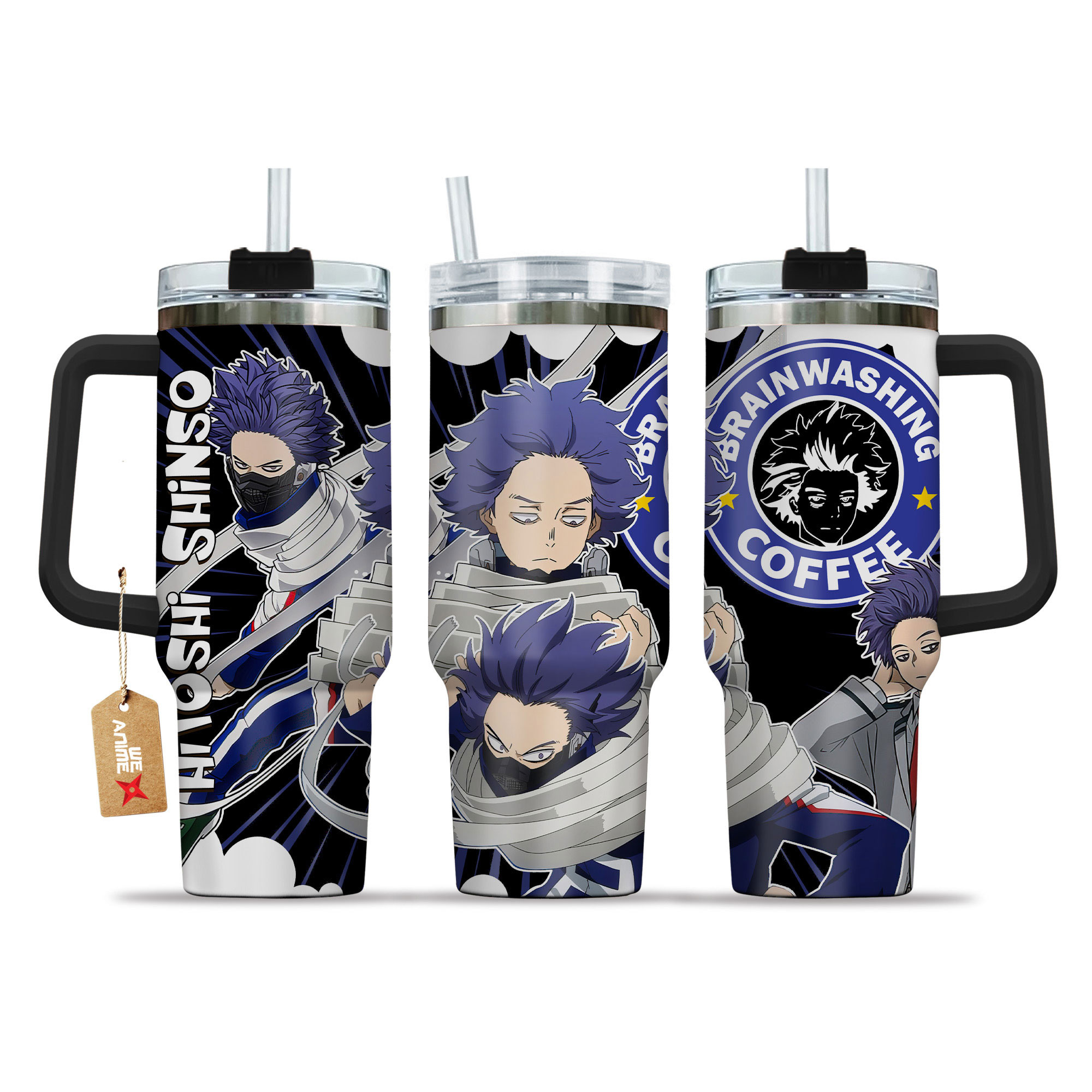 Hitoshi Shinso My Hero Academia Anime Custom Stanley Quencher 40oz Stainless Steel Tumbler With Handle