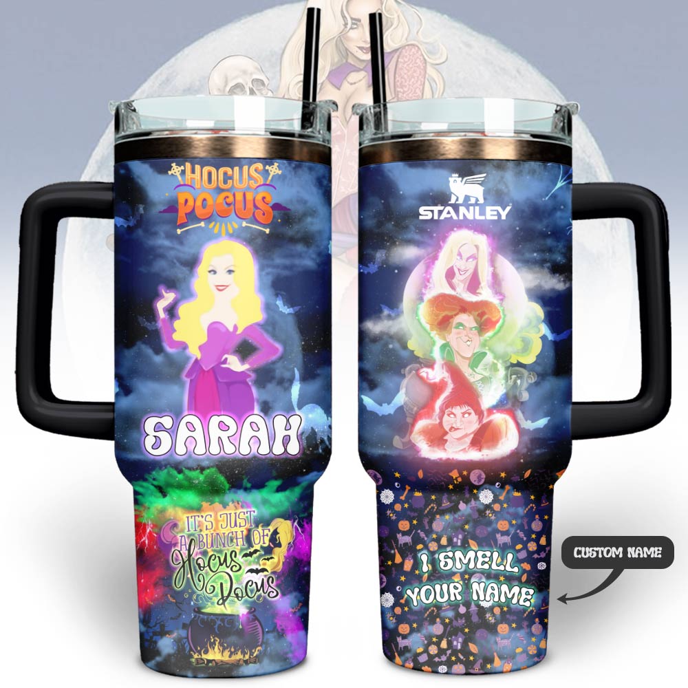 Hocus Pocus x Halloween Custom Stanley Quencher 40oz Stainless Steel Tumbler With Handle