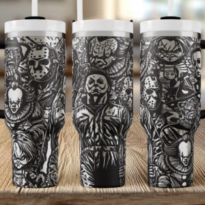 Horror Characters Movies Custom Stanley Quencher 40oz Stainless Steel Tumbler With Handle