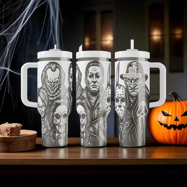 Horror Characters Movies Custom Stanley Quencher 40oz Stainless Steel Tumbler With Handle