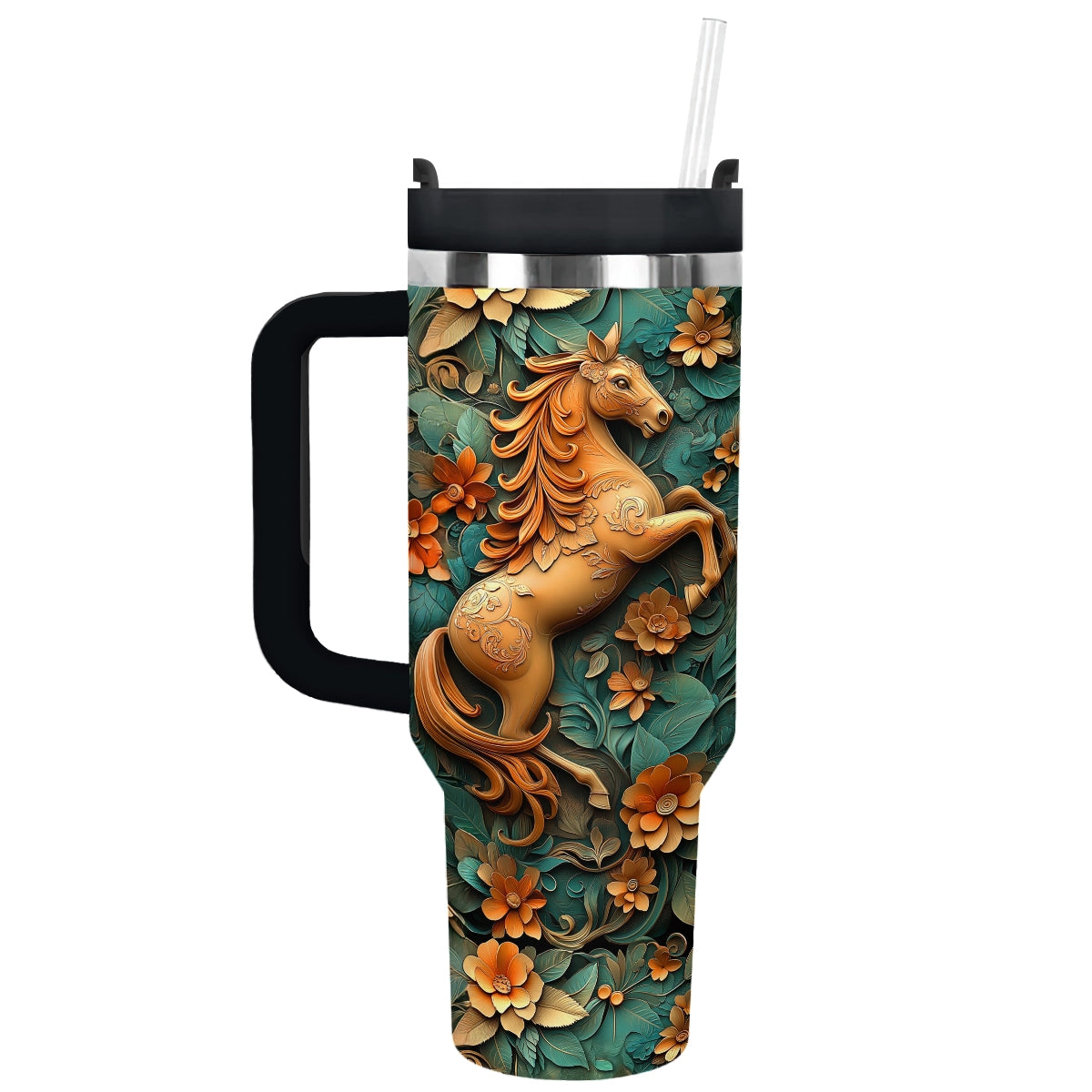 Horse Animal Custom Stanley Quencher 40oz Stainless Steel Tumbler With Handle