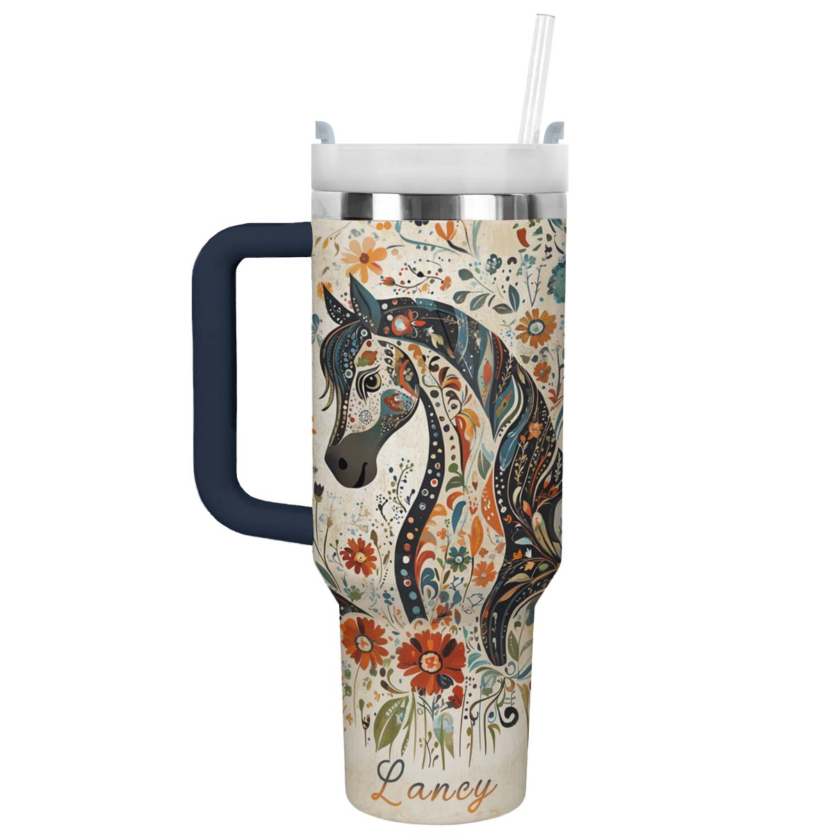 Horse Animal Custom Stanley Quencher 40oz Stainless Steel Tumbler With Handle