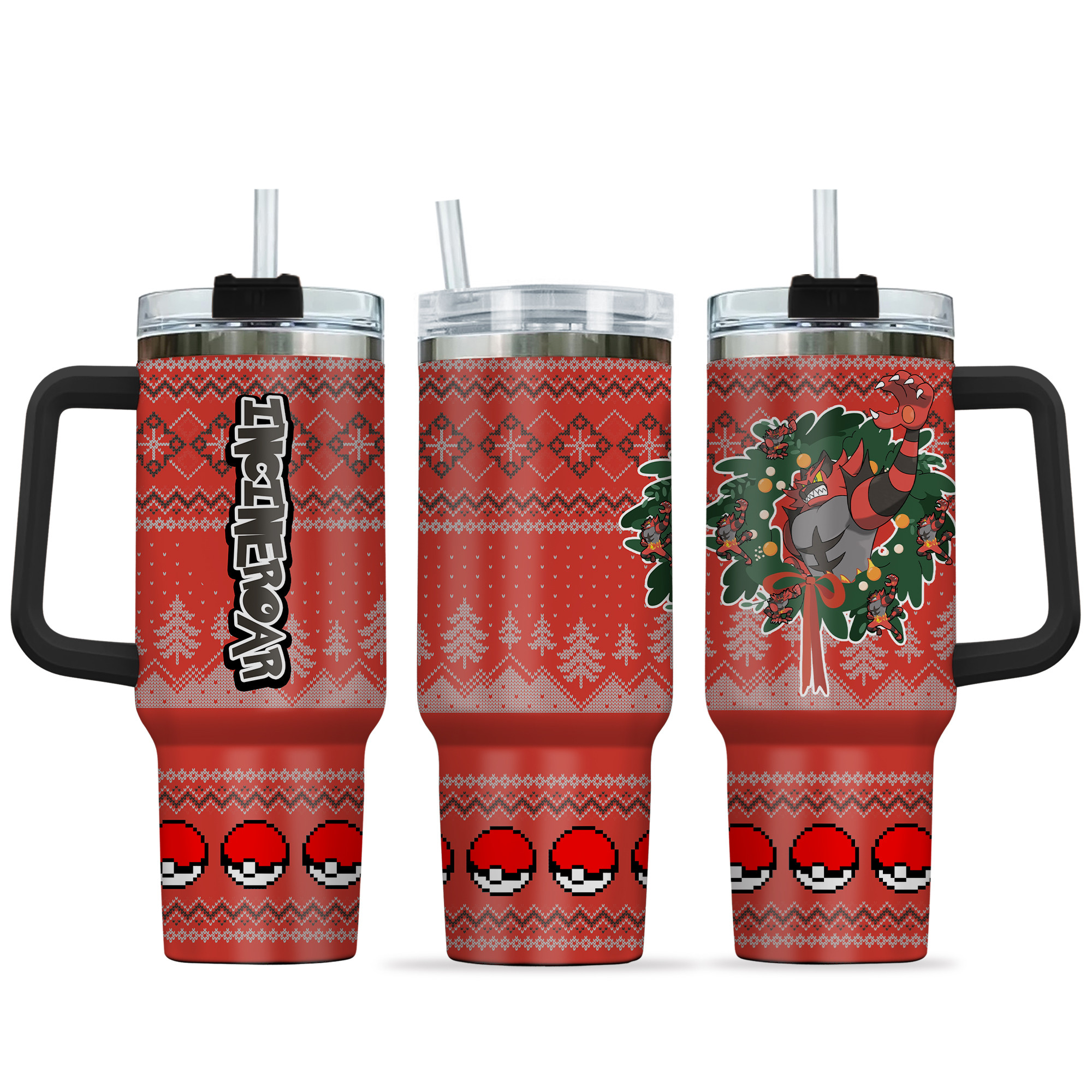 Incineroar Pokemon Anime Custom Stanley Quencher 40oz Stainless Steel Tumbler With Handle
