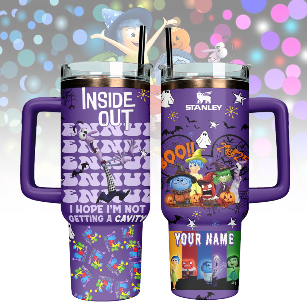 Inside Out x Halloween Custom Stanley Quencher 40oz Stainless Steel Tumbler With Handle