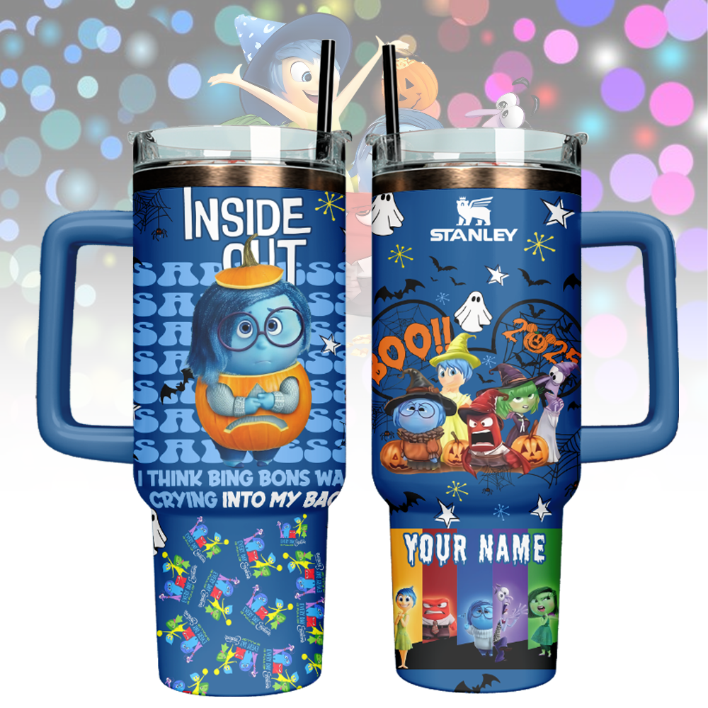 Inside Out x Halloween Custom Stanley Quencher 40oz Stainless Steel Tumbler With Handle