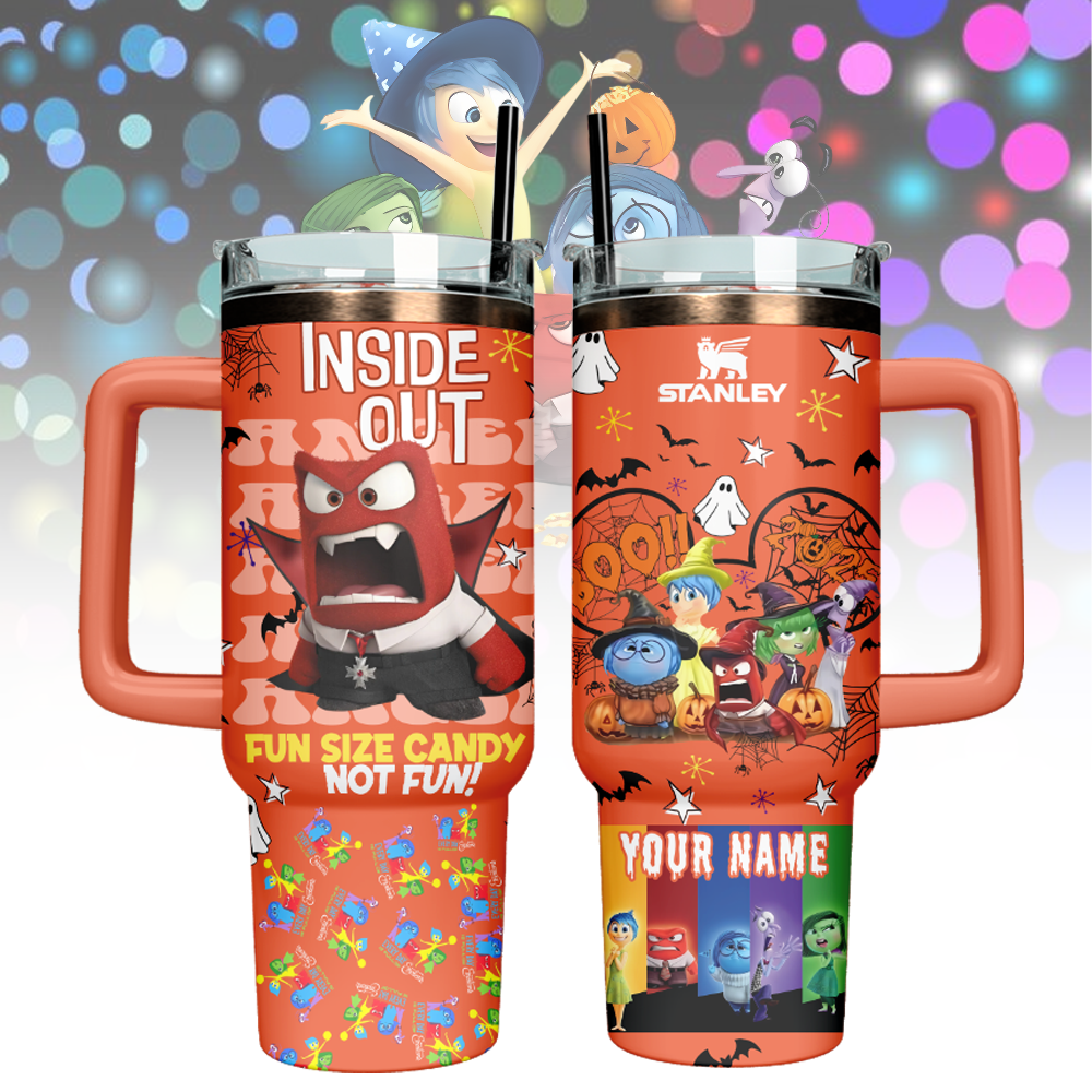 Inside Out x Halloween Custom Stanley Quencher 40oz Stainless Steel Tumbler With Handle
