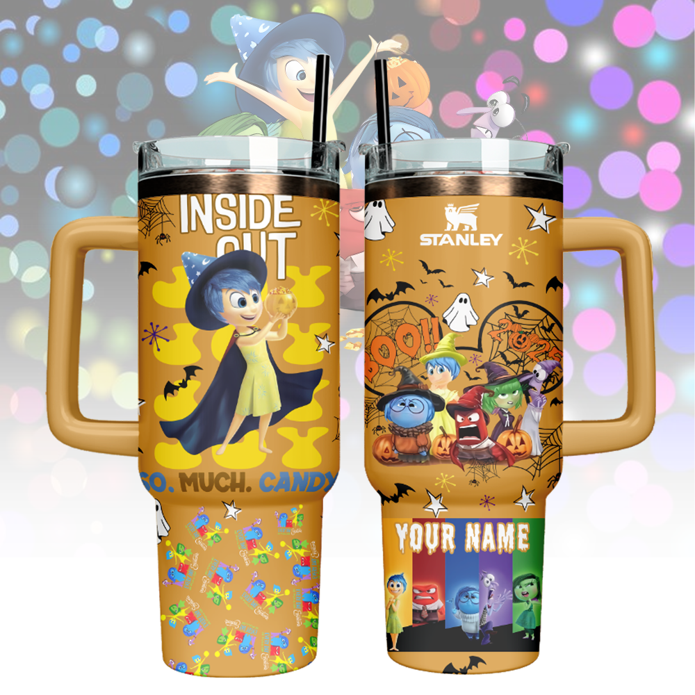 Inside Out x Halloween Custom Stanley Quencher 40oz Stainless Steel Tumbler With Handle