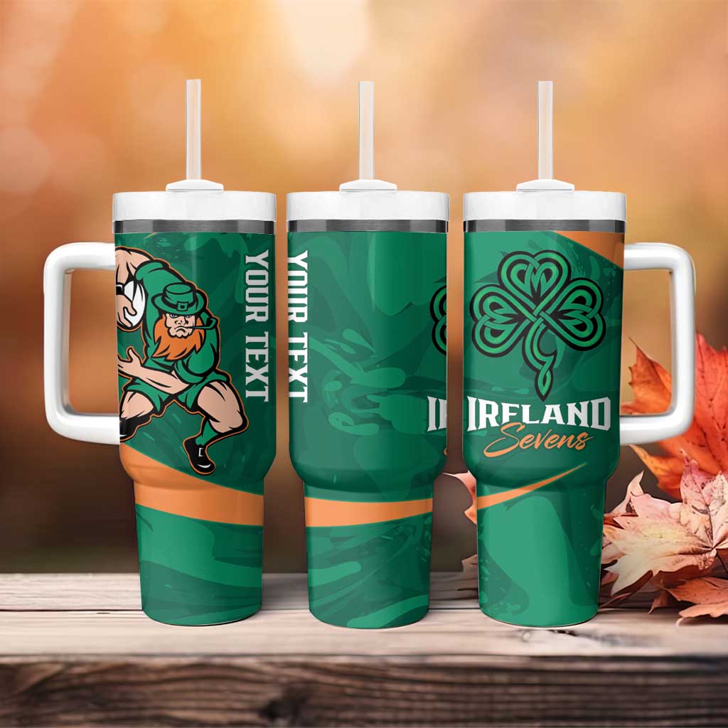 Ireland Rugby Sevens Go Champions Irish Shamrock Custom Stanley Quencher 40oz Stainless Steel Tumbler With Handle
