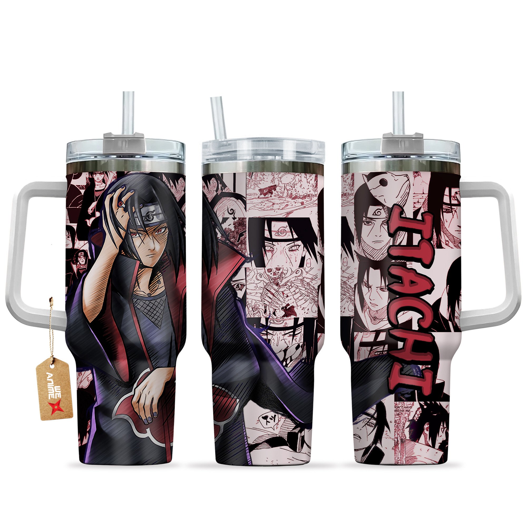 Itachi Uchiha Bleach Anime Custom Stanley Quencher 40oz Stainless Steel Tumbler With Handle