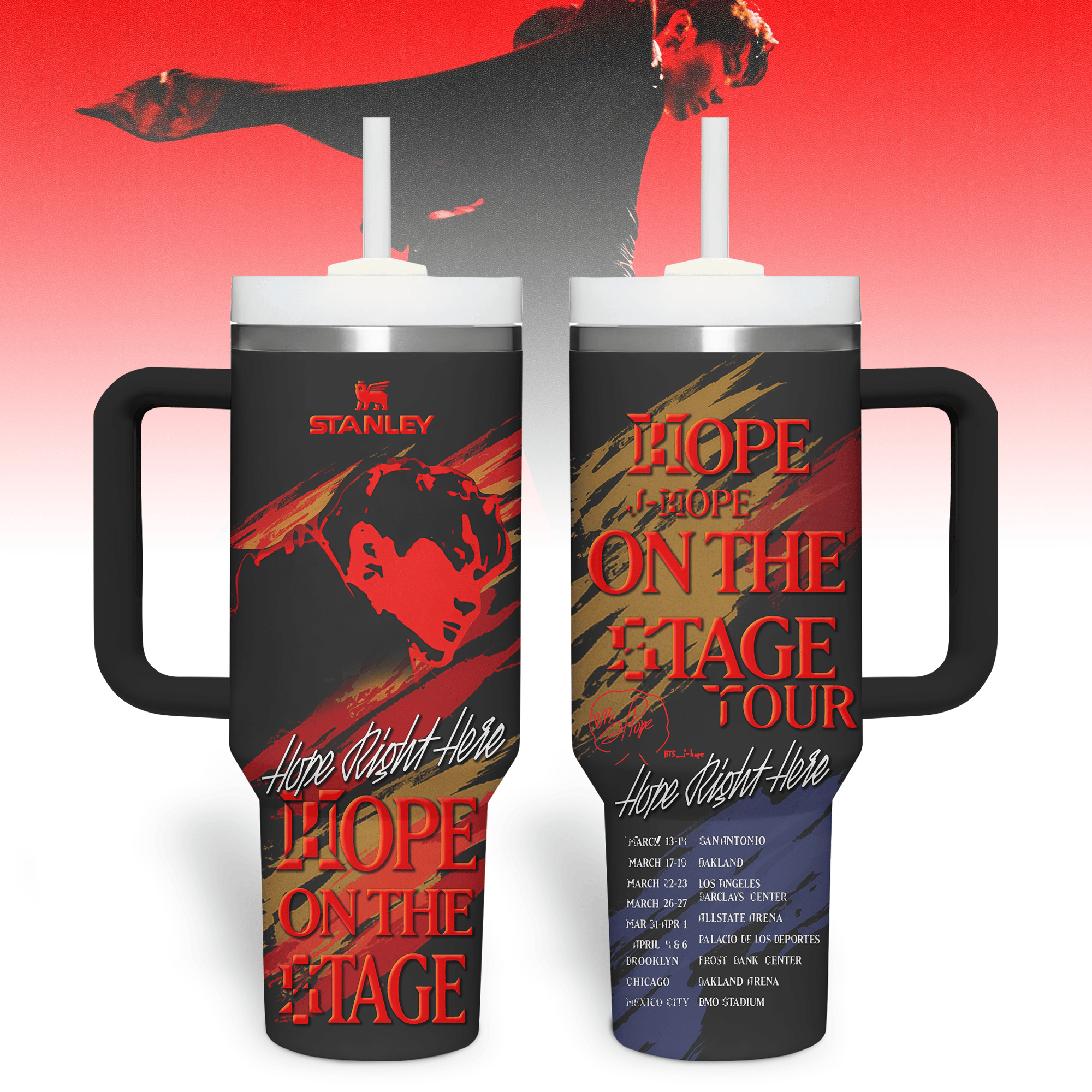 J-Hope BTS Music Custom Stanley Quencher 40oz Stainless Steel Tumbler With Handle