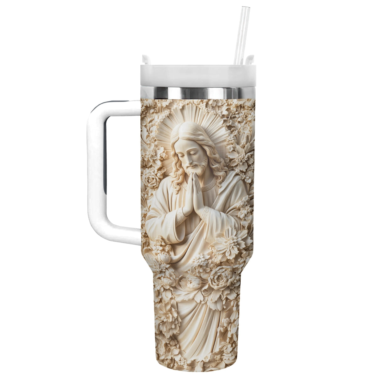 Jesus Prayer for Custom Stanley Quencher 40oz Stainless Steel Tumbler With Handle