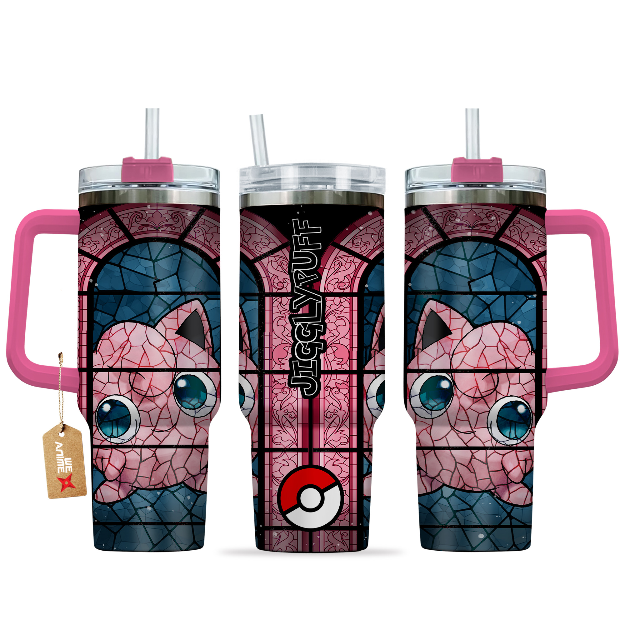 Jigglypuff Pokemon Anime Custom Stanley Quencher 40oz Stainless Steel Tumbler With Handle