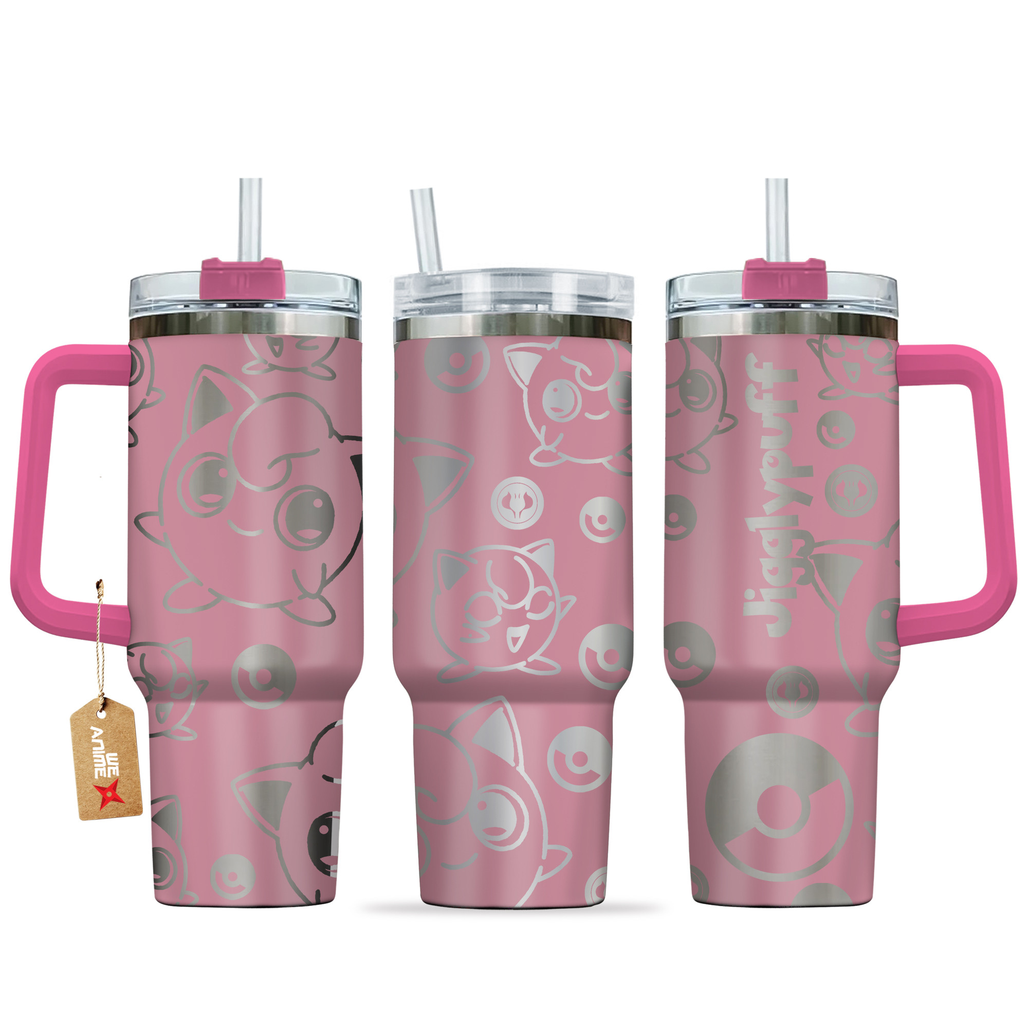 Jigglypuff Pokemon Anime Custom Stanley Quencher 40oz Stainless Steel Tumbler With Handle
