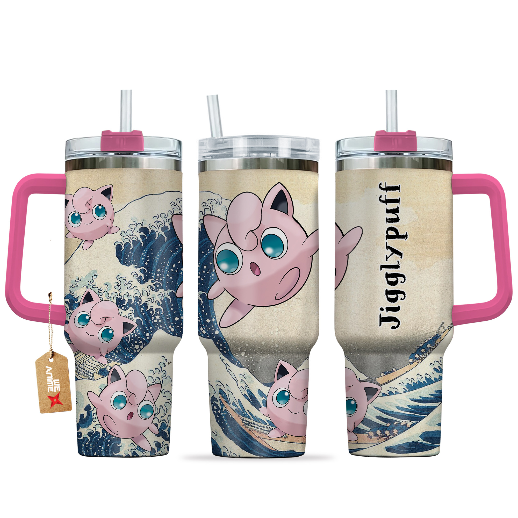 Jigglypuff Pokemon Anime Custom Stanley Quencher 40oz Stainless Steel Tumbler With Handle