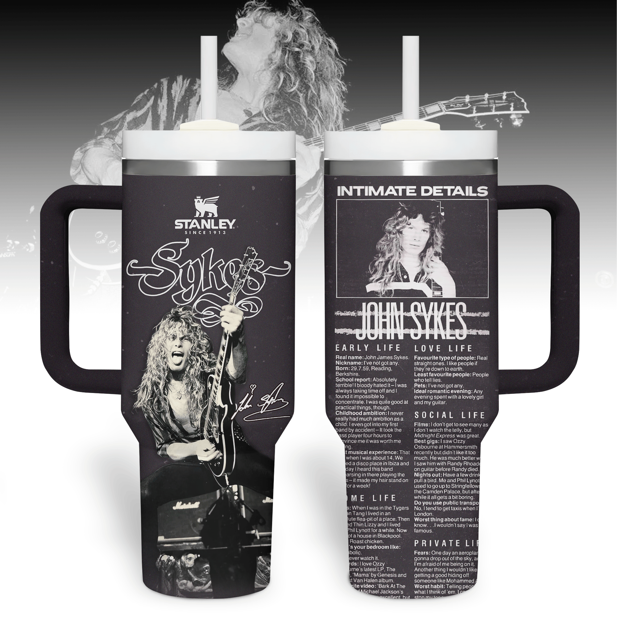 John Sykes MusicCustom Stanley Quencher 40oz Stainless Steel Tumbler With Handle