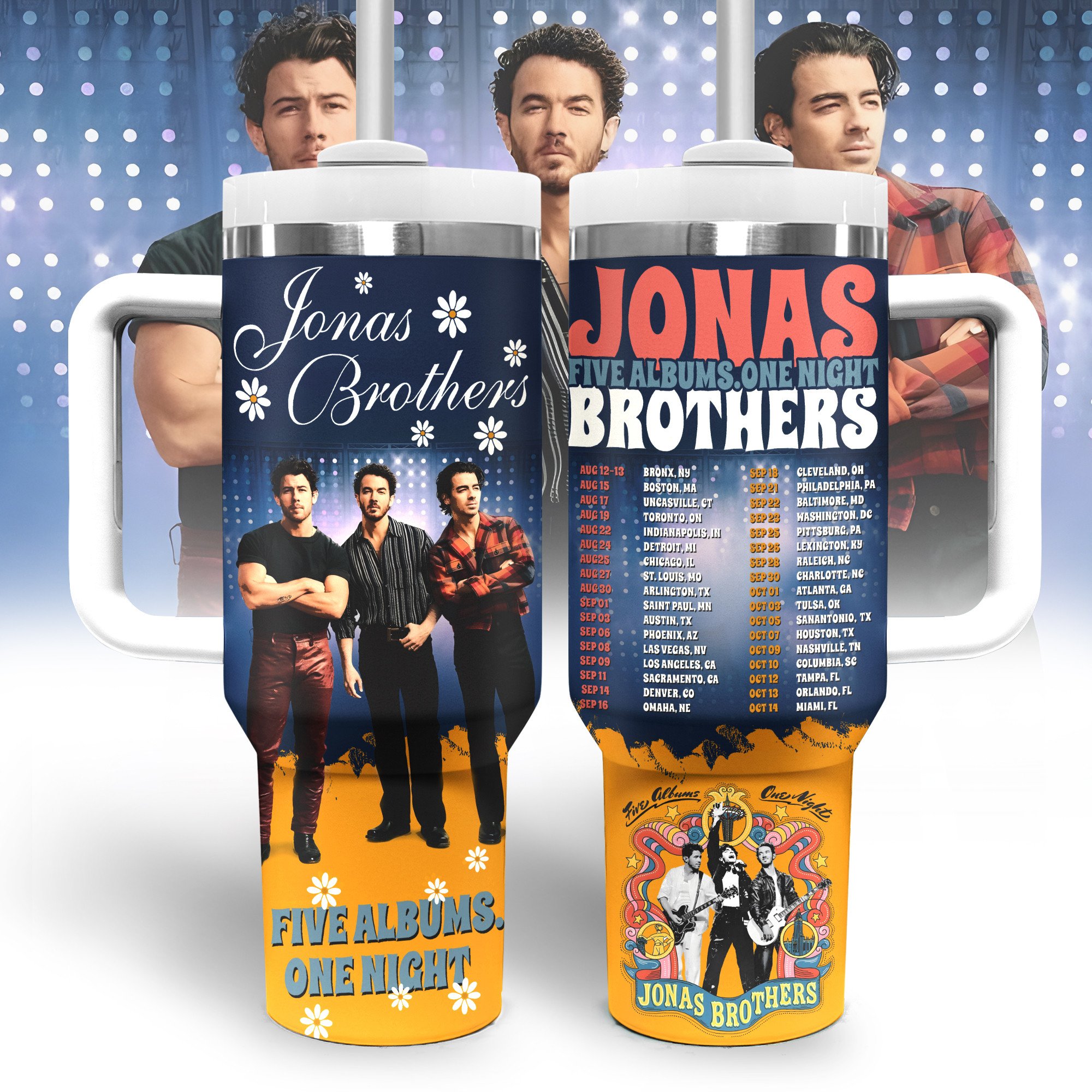 Jonas Brothers Music Custom Stanley Quencher 40oz Stainless Steel Tumbler With Handle