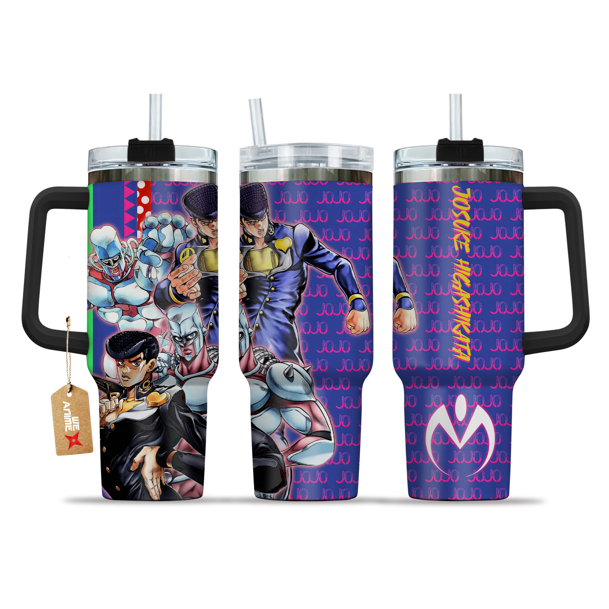 Josuke Higashikata JoJo's Bizarre Anime Custom Stanley Quencher 40oz Stainless Steel Tumbler With Handle