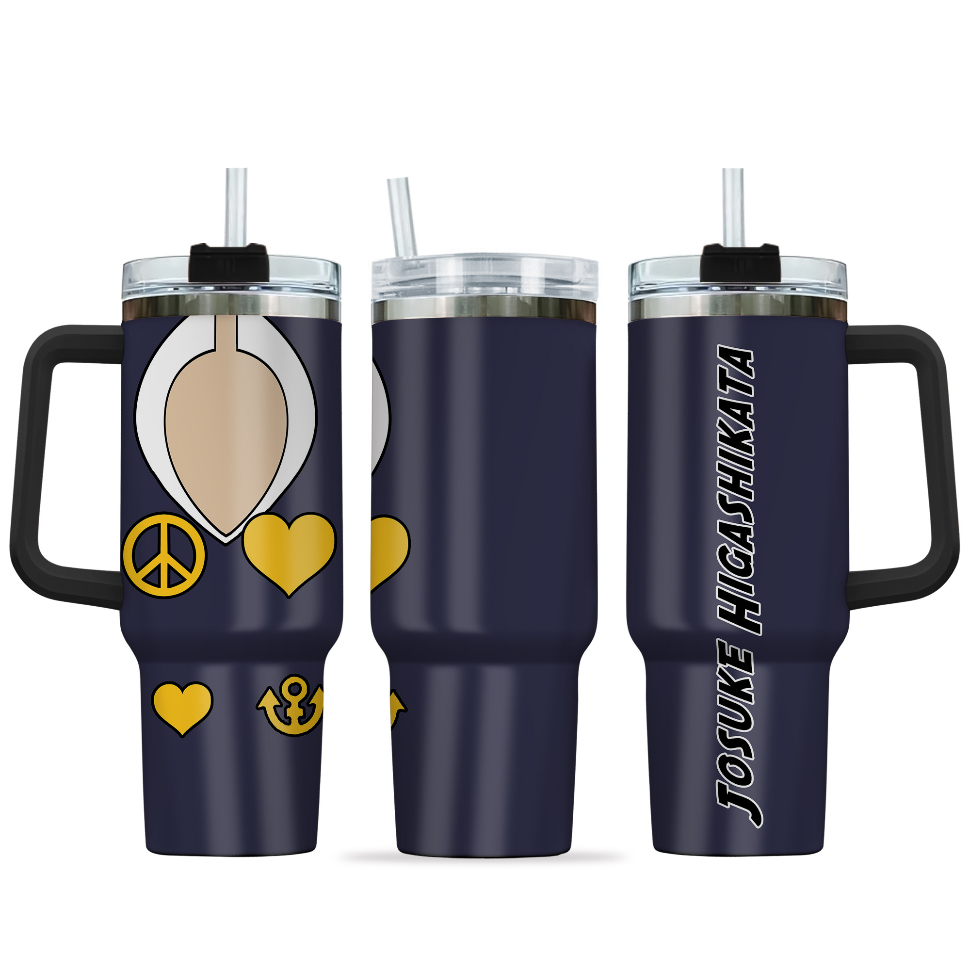 Josuke Higashikata JoJo's Bizarre Anime Custom Stanley Quencher 40oz Stainless Steel Tumbler With Handle